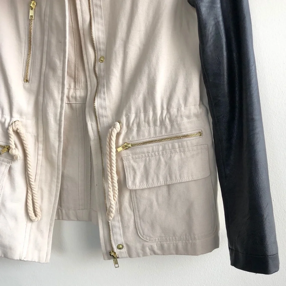 Canvas & Faux Leather Jacket - Picture 2 of 7